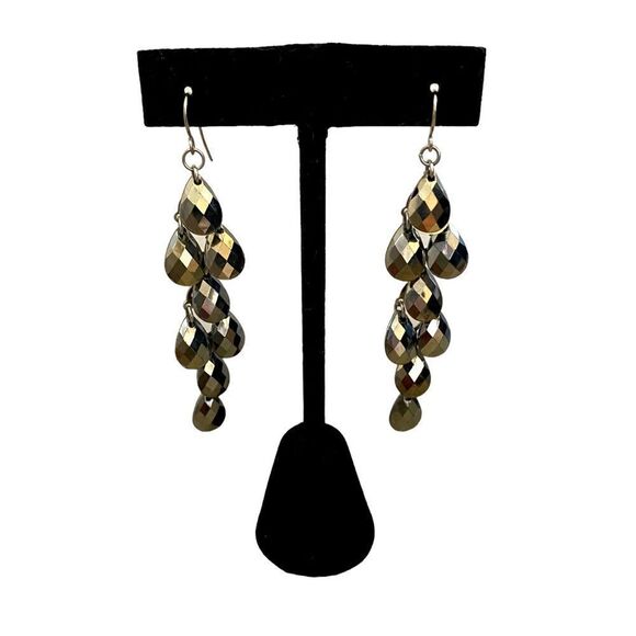 Hematite Gray Faceted Teardrop Beaded Dangle Earrings Women’s Size OS - Picture 1 of 4